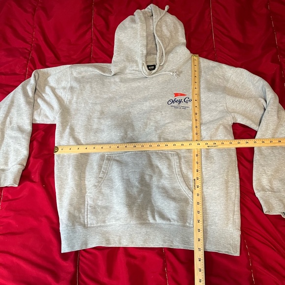 OBEY Large Grey Hoodie Pullover - Picture 8 of 13